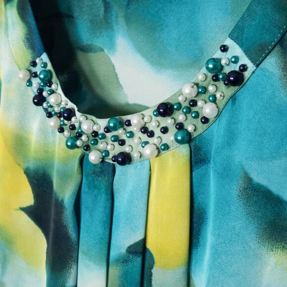 Zac & Rachel Women’s Top Coastal Grandma Blue Green Sleeveless Blouse Floral 1X - Picture 6 of 7